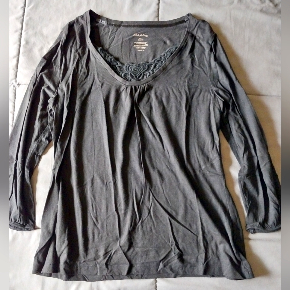Black Top W/ Lace Detail Goth Casual